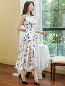 ERUKEI/C22215/ワンピース/パーティ/結婚式/二次会/ナイトドレス/花柄/プリント/Aライン