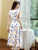 ERUKEI/C22215/ワンピース/パーティ/結婚式/二次会/ナイトドレス/花柄/プリント/Aライン