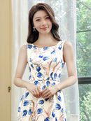 ERUKEI/C22215/ワンピース/パーティ/結婚式/二次会/ナイトドレス/花柄/プリント/Aライン