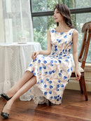 ERUKEI/C22215/ワンピース/パーティ/結婚式/二次会/ナイトドレス/花柄/プリント/Aライン