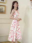 ERUKEI/C22215/ワンピース/パーティ/結婚式/二次会/ナイトドレス/花柄/プリント/Aライン