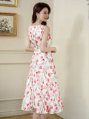 ERUKEI/C22215/ワンピース/パーティ/結婚式/二次会/ナイトドレス/花柄/プリント/Aライン