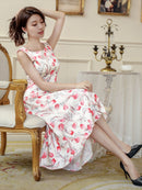 ERUKEI/C22215/ワンピース/パーティ/結婚式/二次会/ナイトドレス/花柄/プリント/Aライン