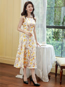 ERUKEI/C22215/ワンピース/パーティ/結婚式/二次会/ナイトドレス/花柄/プリント/Aライン