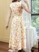 ERUKEI/C22215/ワンピース/パーティ/結婚式/二次会/ナイトドレス/花柄/プリント/Aライン