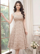 ERUKEI/C23098/エルケイ/ベージュ/Aライン/ジャガード/ノースリーブ/ミニドレス/ワンピース