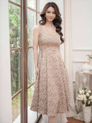 ERUKEI/C23098/エルケイ/ベージュ/Aライン/ジャガード/ノースリーブ/ミニドレス/ワンピース