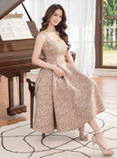 ERUKEI/C23098/エルケイ/ベージュ/Aライン/ジャガード/ノースリーブ/ミニドレス/ワンピース