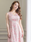 ERUKEI/C24007/エルケイ/ドレス/ワンピース/ペイズリー/プリント/Vネック/ノースリーブ/Aライン/ミディアムドレス