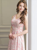 ERUKEI/C24007/エルケイ/ドレス/ワンピース/ペイズリー/プリント/Vネック/ノースリーブ/Aライン/ミディアムドレス