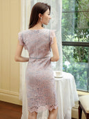 ERUKEI/C31431/エルケイ/レース/袖あり/タイトワンピース/パーティドレス/総レース