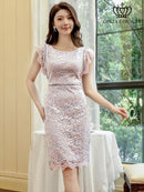 ERUKEI/C31431/エルケイ/レース/袖あり/タイトワンピース/パーティドレス/総レース