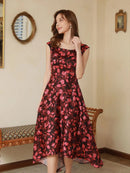 C33160/ERUKEI/ワンピース/パーティ/結婚式/二次会/花柄プリント/ミディアム