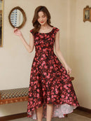 C33160/ERUKEI/ワンピース/パーティ/結婚式/二次会/花柄プリント/ミディアム