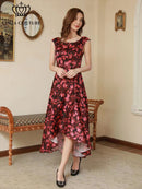 C33160/ERUKEI/ワンピース/パーティ/結婚式/二次会/花柄プリント/ミディアム