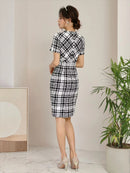 C33188/ERUKEI/ツイード/ジッパー/ワンピース/パーティ/結婚式/二次会