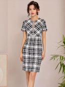 C33188/ERUKEI/ツイード/ジッパー/ワンピース/パーティ/結婚式/二次会