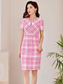 C33188/ERUKEI/ツイード/ジッパー/ワンピース/パーティ/結婚式/二次会