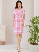 C33188/ERUKEI/ツイード/ジッパー/ワンピース/パーティ/結婚式/二次会