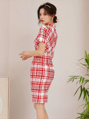 C33188/ERUKEI/ツイード/ジッパー/ワンピース/パーティ/結婚式/二次会