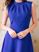 無地/ノースリーブ/プチハイネック/ハイウエスト/Aライン/膝丈/ミニドレス/ワンピース/C33206