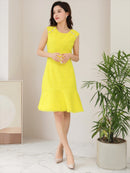 ERUKEI/エルケイ/E1193/ナイトドレス/ワンピース/ドレスパーティー/ノースリーブ/ツイード/お花ビジュー/ミディアム/結婚式/二次会/大きいサイズ/ワンカラー/KT