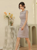 ERUKEI/E1369/タイトワンピース/パーティ/結婚式/二次会/ナイトドレス/ツイード/ミニドレス