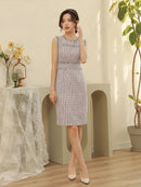 ERUKEI/E1369/タイトワンピース/パーティ/結婚式/二次会/ナイトドレス/ツイード/ミニドレス