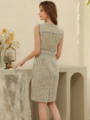 ERUKEI/E1369/タイトワンピース/パーティ/結婚式/二次会/ナイトドレス/ツイード/ミニドレス