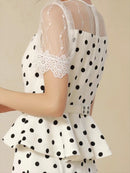 ERUKEI/E1529/ワンピース/パーティ/結婚式/二次会/キャバドレス/ドット/ベルト付き/ビジュー