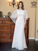 ERUKEI/E22030/ロングドレス/総レース/袖あり/ケープ付き/エレガント/イブニンングドレス/Aライン/演奏会/パーティー