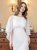 ERUKEI/E22030/ロングドレス/総レース/袖あり/ケープ付き/エレガント/イブニンングドレス/Aライン/演奏会/パーティー