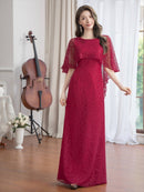 ERUKEI/E22030/ロングドレス/総レース/袖あり/ケープ付き/エレガント/イブニンングドレス/Aライン/演奏会/パーティー