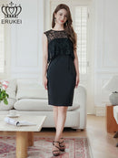 ERUKEI/E23041/エルケイ/ワンピース/ノースリーブ/レース/タイト/スリット/ミディアムドレス/