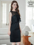 ERUKEI/E23041/エルケイ/ワンピース/ノースリーブ/レース/タイト/スリット/ミディアムドレス/
