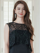 ERUKEI/E23041/エルケイ/ワンピース/ノースリーブ/レース/タイト/スリット/ミディアムドレス/