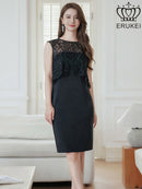 ERUKEI/E23041/エルケイ/ワンピース/ノースリーブ/レース/タイト/スリット/ミディアムドレス/