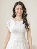 ERUKEI/E23096/エルケイ/ドレス/ワンピース/ミニドレス/フレンチスリーブ/袖あり/総レース/演奏会/パーティー/食事会