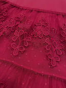 ERUKEI/ホワイト/ワインレッド/刺繍/Aライン/ひざ下/ミディアムドレス/ワンピース/E2590