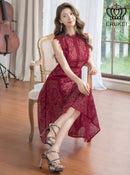 ERUKEI|E2603/ワンピース/パーティー/結婚式/二次会/ミディアムドレス/オーロラレース