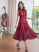 ERUKEI|E2603/ワンピース/パーティー/結婚式/二次会/ミディアムドレス/オーロラレース