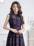 ERUKEI|E2603/ワンピース/パーティー/結婚式/二次会/ミディアムドレス/オーロラレース