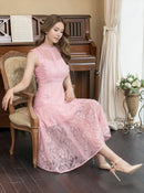 ERUKEI|E2603/ワンピース/パーティー/結婚式/二次会/ミディアムドレス/オーロラレース