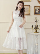 ERUKEI|E2603/ワンピース/パーティー/結婚式/二次会/ミディアムドレス/オーロラレース