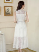 ERUKEI|E2603/ワンピース/パーティー/結婚式/二次会/ミディアムドレス/オーロラレース