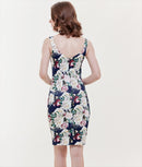 [送料無料][GINZA COUTURE]オレンジ・ブルー・タイト・ジオメトリック柄・プリント・ミニドレス・ワンピース[大きいサイズあり] [e31202]