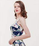 ERUKEI|E31202A/ワンピース/パーティ/結婚式/二次会/ミニドレス/ノースリーブ/花柄