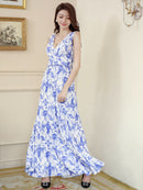 E33014/花柄プリント/ロングドレス