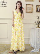 E33014/花柄プリント/ロングドレス