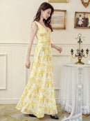 E33014/花柄プリント/ロングドレス